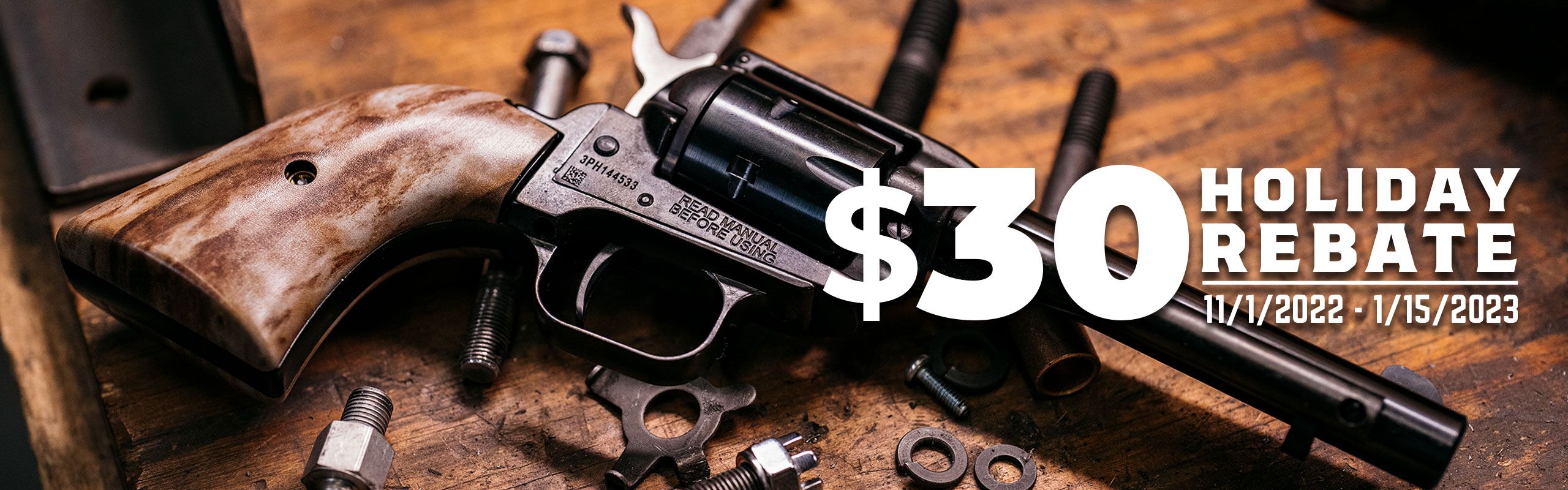 Get $30 Rebate on your new Heritage® Rough Riders, Barkeeps, and Rancher Carbines Purchase