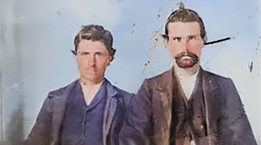 Rare photo of Jesse James (right) and his eventual killer Robert Ford (left)